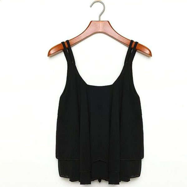 Women's Casual Double Layer Sleeveless Summer Tops