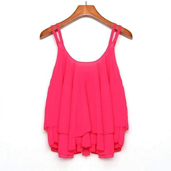 Women's Casual Double Layer Sleeveless Summer Tops