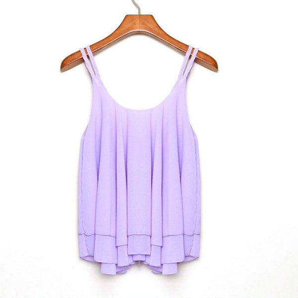 Women's Casual Double Layer Sleeveless Summer Tops