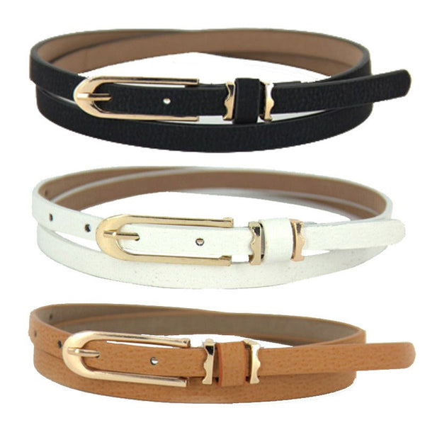Women's Fashion Skinny Leather Waist Belt