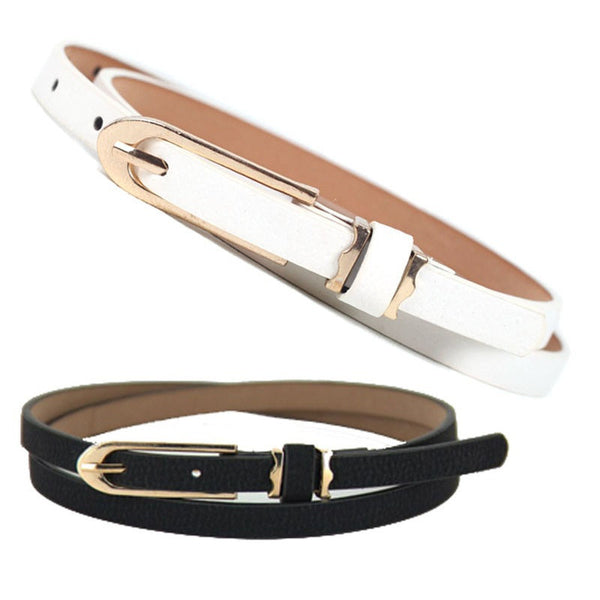 Women's Fashion Skinny Leather Waist Belt