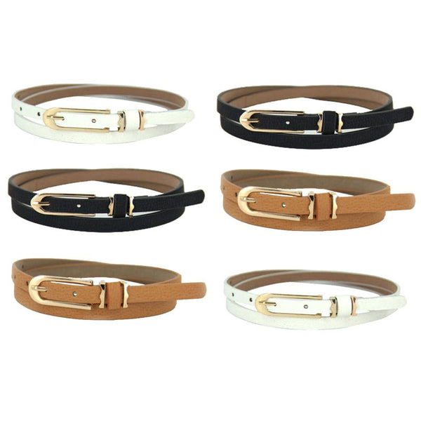 Women's Fashion Skinny Leather Waist Belt