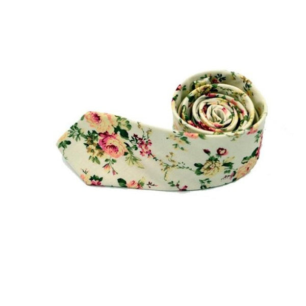 Men's Fashion Floral Skinny Slim Cotton Tie