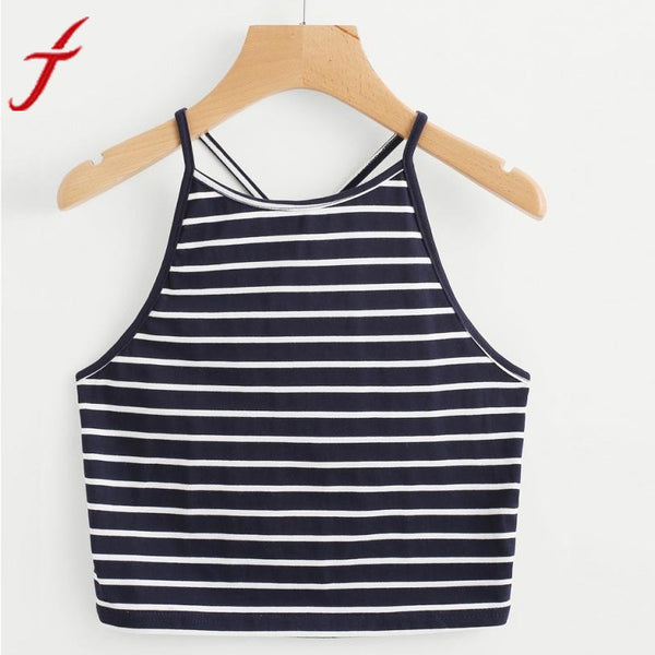 Women's Striped Summer Short Cropped Tops