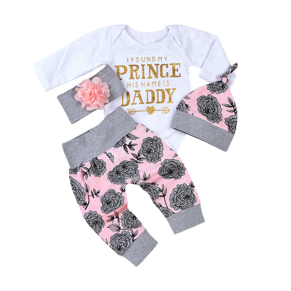 4PCS Outfit Set Flower Clothes for Girls