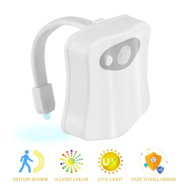 Toilet Night Light 8 Color Changing UV Disinfection Motion Sensor