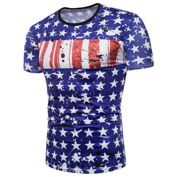 Men's 3D Printing Flag Short Sleeve T-Shirts